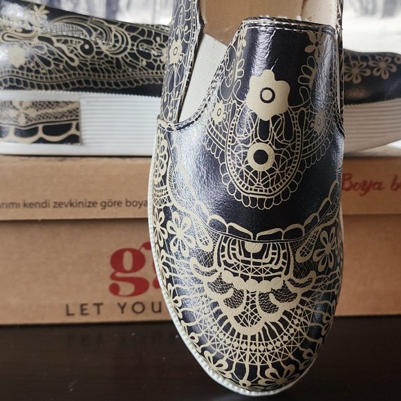 GOBY Chocolate/Cream Henna Scroll Slip-On Sneakers - Picture 13 of 13